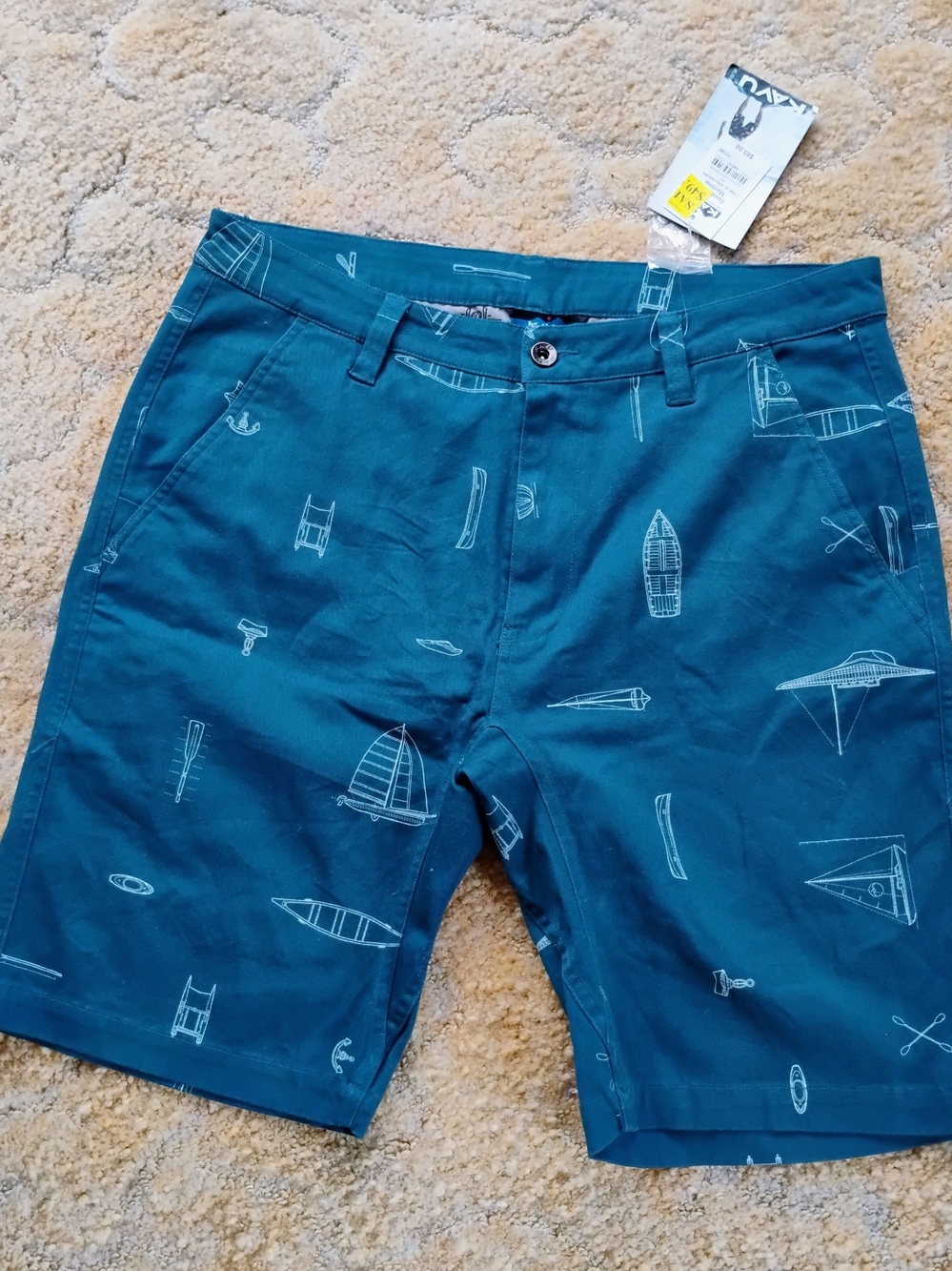 *NWT* KAVU NAUTICAL BLUE CHINO SHORTS men's size 34